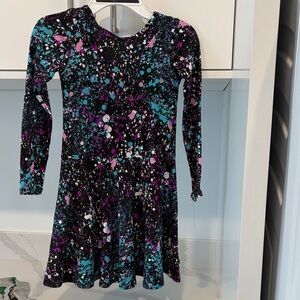 Colorful Splatter Long Sleeve Kids Dress